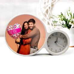 Round Photo Magic Mirror with Clock