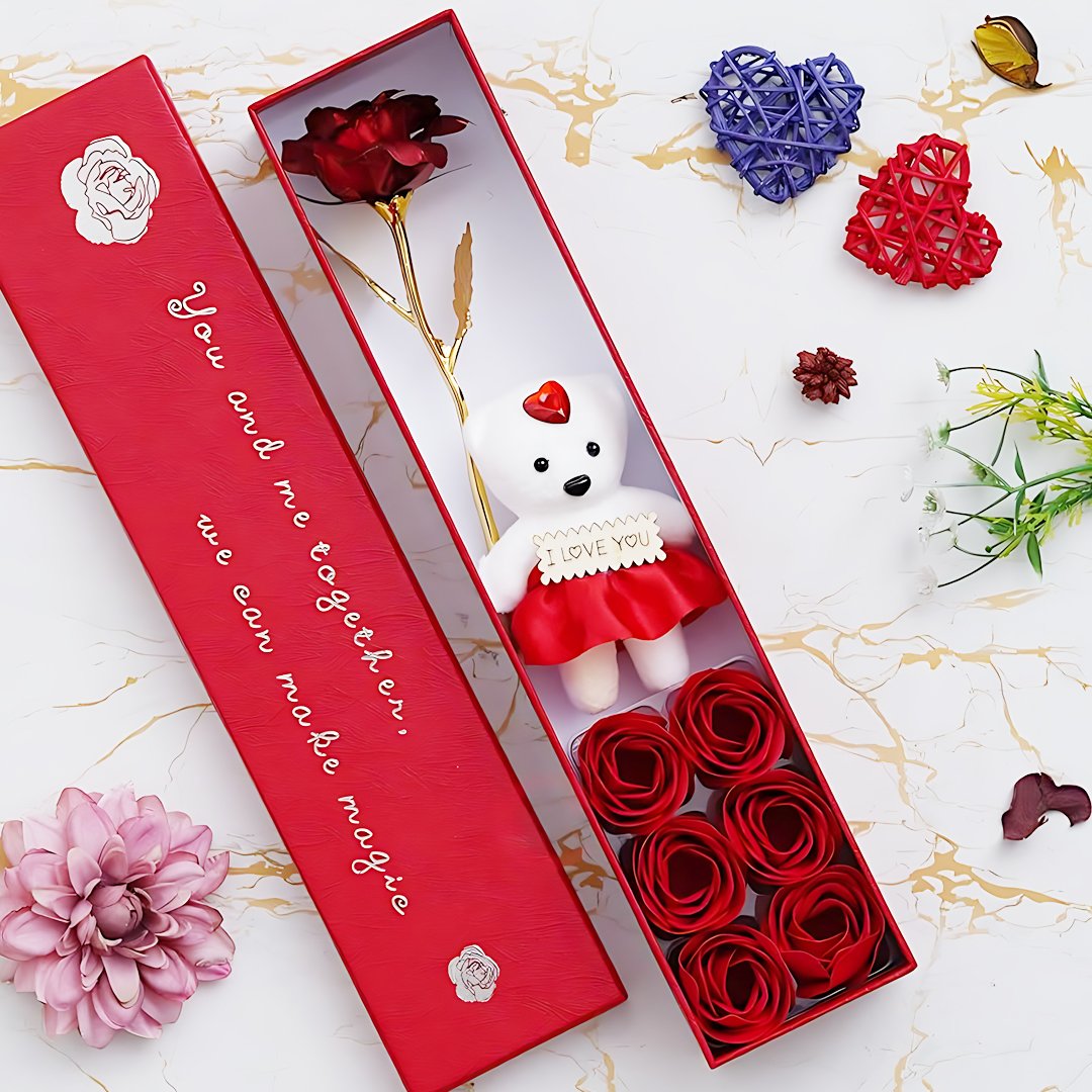 Valentines Day Special Rose And Teddy Combo