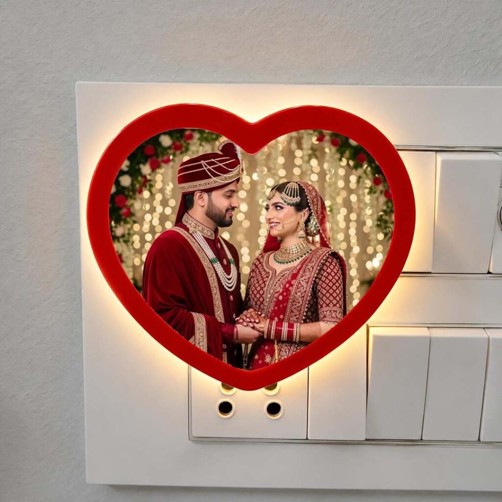 Customized Photo Printed Led Board Night Lamp Heart Shape 4X4 Inch